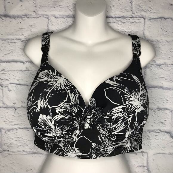 Black White Flower Swim Top Swimsuits for All - Picture 8 of 11